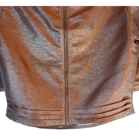 Choosy Bronze Metallic Size 0 Puff Sleeve Top Polyester Blend NWT - Picture 6 of 10